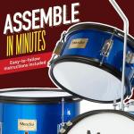 Mendini Kids 3-Piece Beginner Drum Set in Blue
