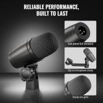 Phenyx Pro PDM34 Snare Drum Mic, Cardioid Dynamic Microphone with Clip-on Microphone Clamp, Integral Stand Mount, and Long-Lasting Metal Housing