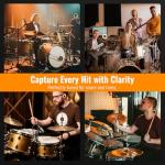 Phenyx Pro PDM34 Snare Drum Mic, Cardioid Dynamic Microphone with Clip-on Microphone Clamp, Integral Stand Mount, and Long-Lasting Metal Housing
