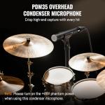 Phenyx Pro PDM35 Overhead Condenser Drum Mic, Super-Cardioid Microphone with Wide Frequency Response Range, Pencil Type for Hi-Hat, Percussions, and String Instruments