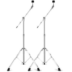 2 Pack Boom Cymbal Stand, Adjustable Cymbal Stand for Drum Hardware Percussion Mount Holder Gear Set Drum Hardware Set for Mounting Crash, Ride, Splash Cymbals, Double Braced Legs with Rubber Feet