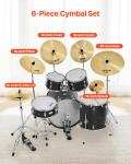 VEVOR Cymbal Pack 6 Pieces Cymbal Set 10 14 16 18 20 Inches Cymbals for Drum
