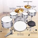Kid Drum Sets-5-Piece for Beginners,14 inch Bass Drum Full Size Complete Junior