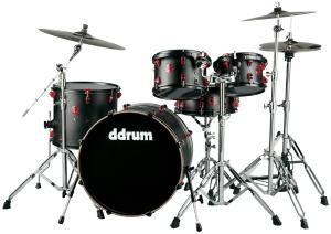ddrum Hybrid 5 Acoustic/Electric Drum Set – Black/Red