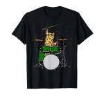 Drummer Cat Music Lover Playing Drums T-Shirt