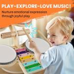 Toddler Wooden Drum Set with Xylophone & Cymbal