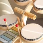 Toddler Wooden Drum Set with Xylophone & Cymbal