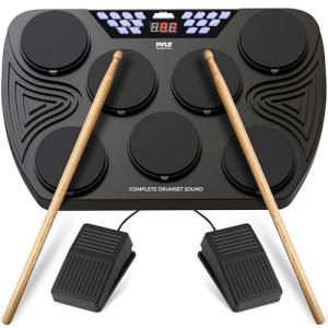 Pyle Portable Bluetooth Tabletop Drumming Machine