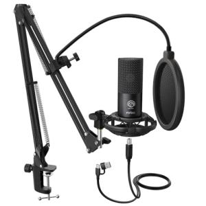 Fifine USB Condenser Microphone Kit with Boom Arm Stand