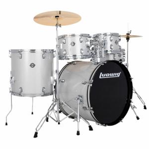 Ludwig Accent Drum Set with 22" Bass & Wuhan Cymbals - Silver Sparkle