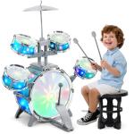 LeeQee Kids Jazz Drum Set with Lights