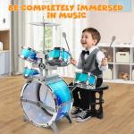 LeeQee Kids Jazz Drum Set with Lights