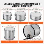 Full Size 3/5-Piece Drum Set for Kids & Adults
