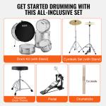 Full Size 3/5-Piece Drum Set for Kids & Adults