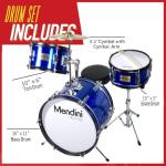 Mendini Kids 3-Piece Beginner Drum Set in Blue