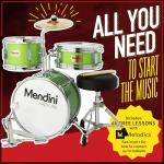 Mendini Kids 3-Piece Beginner Drum Set - Green