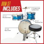 Mendini Kids 3-Piece Junior Drum Set - Sky Blue