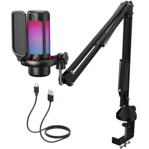 TONOR Gaming USB Microphone Set with RGB Lighting