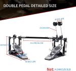 Double Bass Drum Pedal Set with Beaters and Key