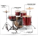 Ludwig Backbeat Complete 5-Piece Drum Set w/Hardware, Cymbals Wine Red Sparkle