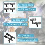 Pyle 7-Piece Dynamic Microphone Set for Drums - Black