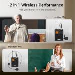 TONOR Wireless Microphone System with Headset/Lapel Mic