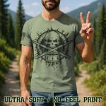 Drummer Skull T-Shirt with Crossbones and Flag