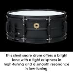 Tama Steel Snare Drum - 5.5 Inches X 14 Inches - Black Black