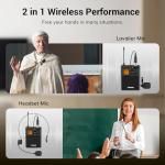 TONOR UHF Wireless Microphone System with Dual Headset/Lavalier
