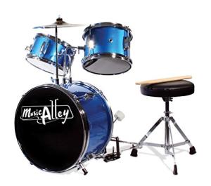 Kids 3-Piece Blue Drum Set with Throne & Cymbal