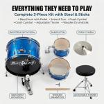 Kids 3-Piece Blue Drum Set with Throne & Cymbal
