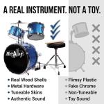 Kids 3-Piece Blue Drum Set with Throne & Cymbal