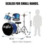 Kids 3-Piece Blue Drum Set with Throne & Cymbal