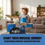 Kids 3-Piece Blue Drum Set with Throne & Cymbal