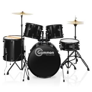 5-Piece Full Size Beginner Drum Set - Black
