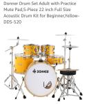 Donner 5-Piece Full-Size Acoustic Drum Set