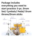 Donner 5-Piece Full-Size Acoustic Drum Set