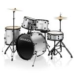 5-Piece Silver Adult Drum Set with Stool