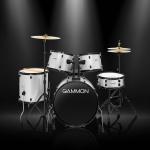 5-Piece Silver Adult Drum Set with Stool