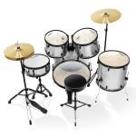 5-Piece Silver Adult Drum Set with Stool
