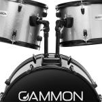 5-Piece Silver Adult Drum Set with Stool