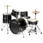 5pc Black Adult Drum Set with Brass Cymbals