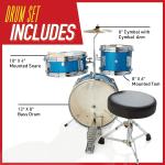 Mendini Kids Drum Set - Black Metallic Junior Kit