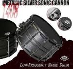14x8 Heavy Duty Steel Snare Drum - Metallic Silver
