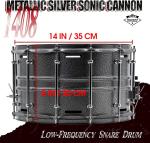 14x8 Heavy Duty Steel Snare Drum - Metallic Silver