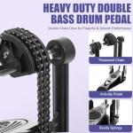 Heavy-Duty Double Bass Drum Pedal with Adjustable Beater