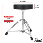 Pearl Adjustable Height Drum Throne Seat Stool, Portable