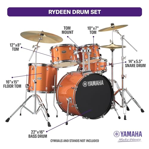Yamaha Rydeen 5-Piece Drum Set, Orange Glitter Color