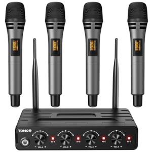 TONOR Wireless Microphones System - 4x10 Channels, 200FT UHF