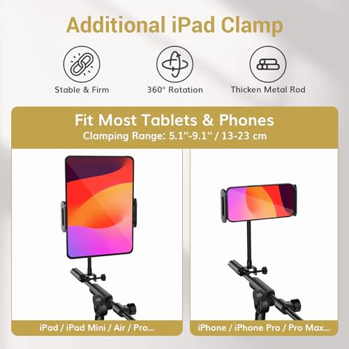 TONOR Microphone Stand with Tablet Holder and Phone Clamp
